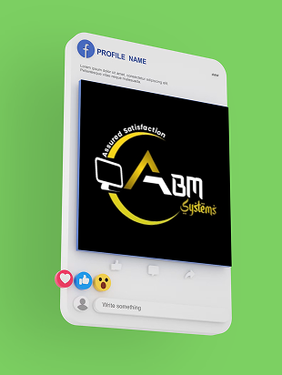 ABM Systems logo branding on mobile social mockup